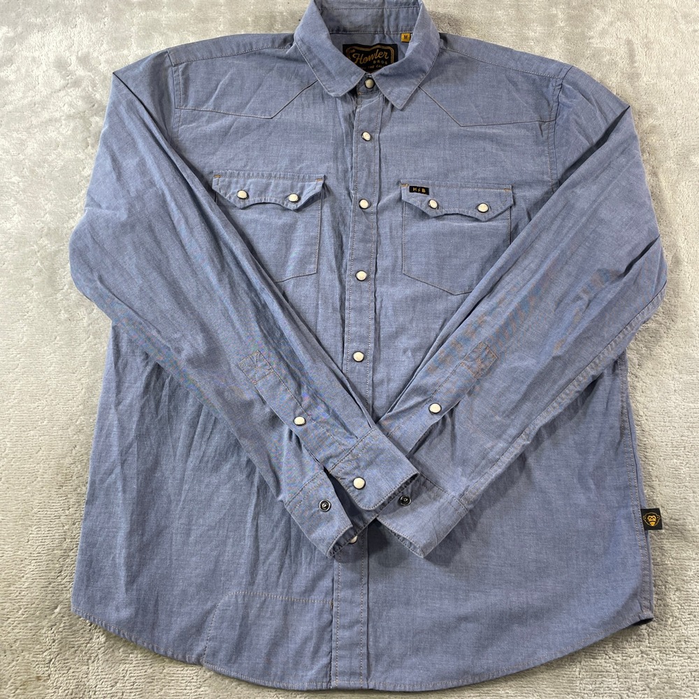 Howler Brothers Gaucho Shirt Mens Medium Blue Western Snap Casual Cowboy
